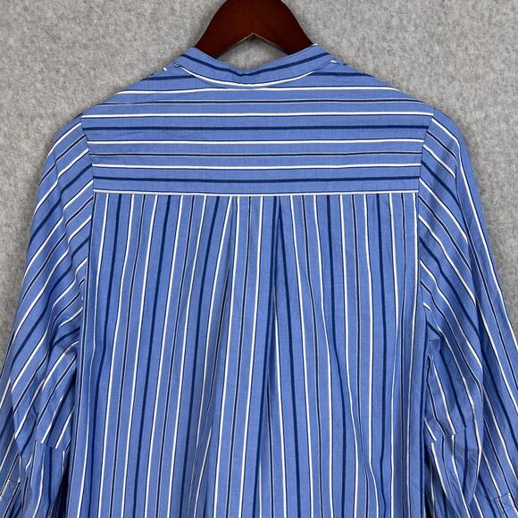 TOAST Sodalite Blue Stripe Poplin Wrap Front Shirt Size 8 - Picture 6 of 13